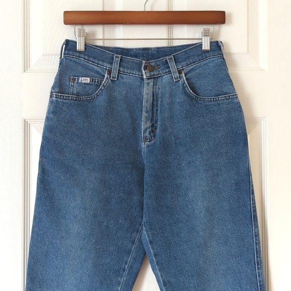 Lee 90's Vintage Slim High Rise Medium Wash Tapered Leg Denim Mom Jeans Blue 8 - Picture 2 of 14